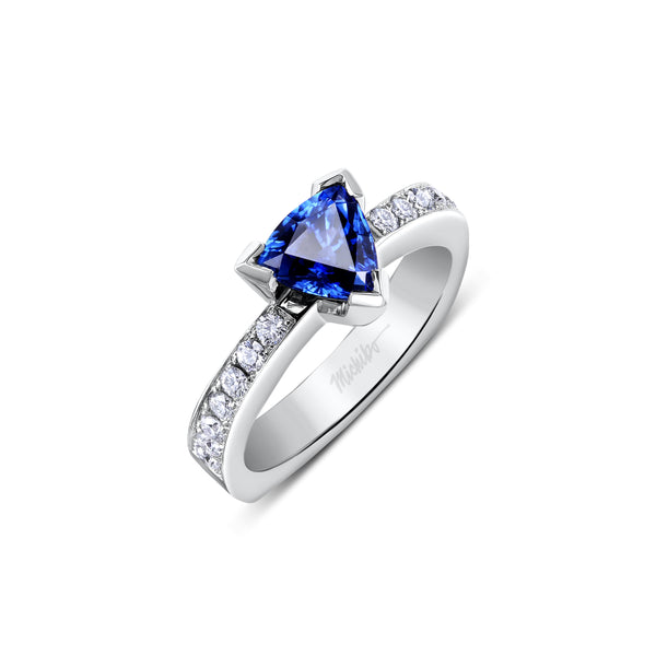 Trillion Cut Sapphire Diamond Ring – Michiko Jewelry Design
