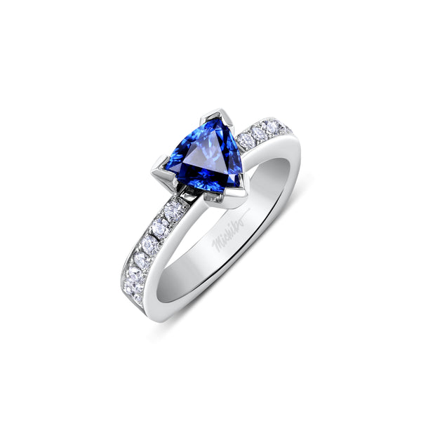 Trillion Cut Sapphire Diamond Ring