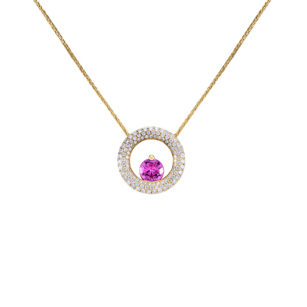 Pink Sapphire and Diamond Necklace