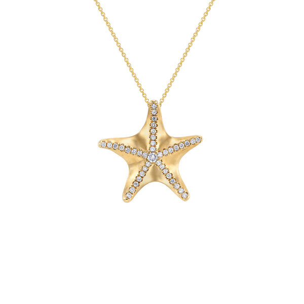 Gold Starfish Diamond Pendant 14KY
