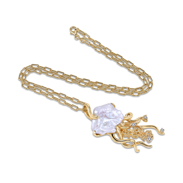 Jellyfish Biwa Pearl Pendant