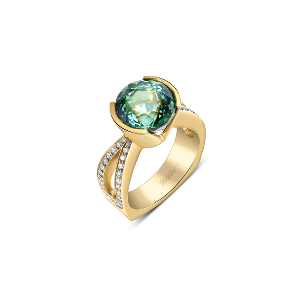 Gold Tourmaline Diamond Ring