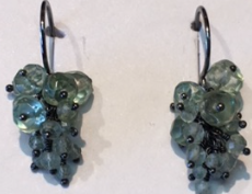 Green Amethyst and Ox Silver Earrings