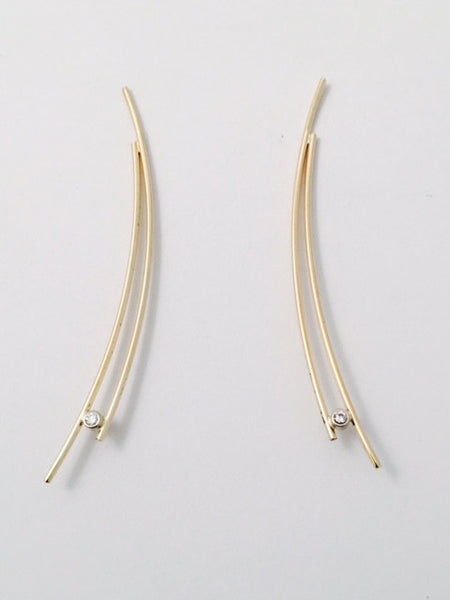 Gold Wire Earrings with Diamonds